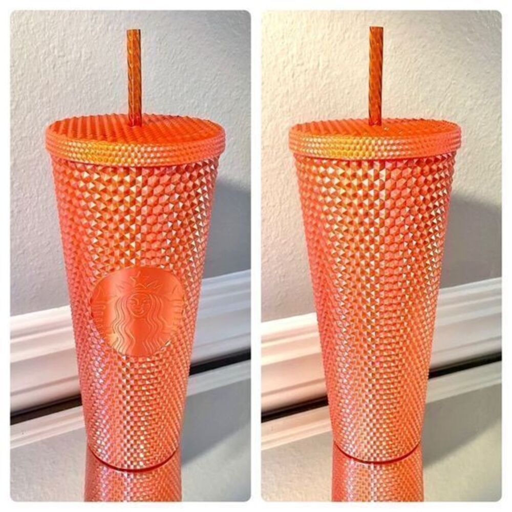 STARBUCKS Venti Pearlized Orange Studded Tumbler Fall 2022